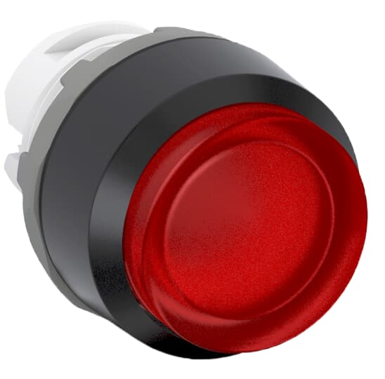 ABB - Modular Pushbutton rosso con illuminazione MP3-11R e ghiera nera per un design accattivante e funzionale.