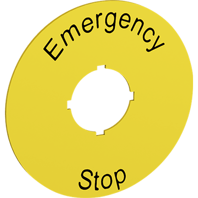 ABB - Targhetta alluminio 70mm - 'Emergency Stop' per LEGEND PLATE.