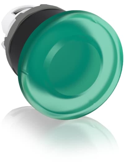 ABB - Green Modular Mushroom pushbutton MPM1-11G PULS.FUNGO INST.VERDE GH.NERA. KZ 634 3