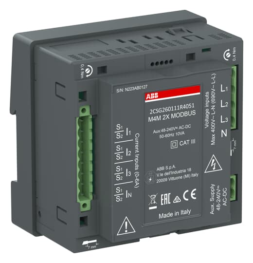 ABB - M4M 2X MODBUS Network analyzer per monitoraggio avanzato e controllo remoto. M2XRS485