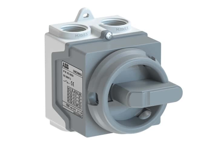 ABB - ONE20M2G Enclosed Switch Disconnector SEZ IN CASS, 2P, 20A, IP67, GRIG.