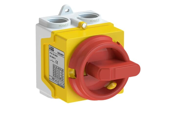ABB - ONE20M3Y Enclosed Switch Disconnector SEZ IN CASS, 3P, 20A, IP67, R/G.