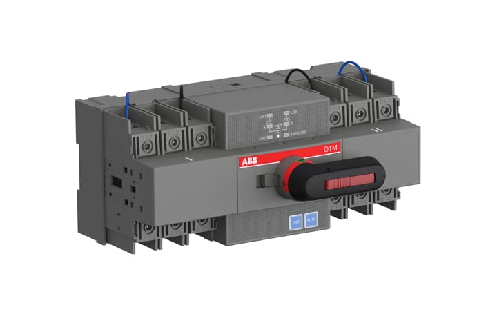 ABB - Automatic transfer switch, motor operated, open transition type 1-0-2. Self-supplied unit with fixed operating parameters. OTM63F2C20D230C commutatore automatico 6.