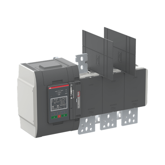 ABB - Automatic transfer switch, IEC, open style, delayed transition type I-O-II operation, Level 2 controller, OXB1000E3X2QB COM, AUTO I-0-II 1000A 3P.