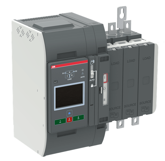 ABB - Automatic transfer switch, IEC, open style, delayed transition type I-O-II operation, Level 4 controller, OXB250E3X4QB COM. AUTO 250A 3POL.
