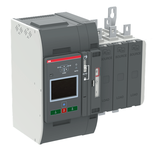 ABB - Automatic transfer switch, IEC, open style, delayed transition type I-O-II operation, Level 4 controller (Touch) OXB250E3X4QT COM. AUTO I-0-II 250A 3POL.