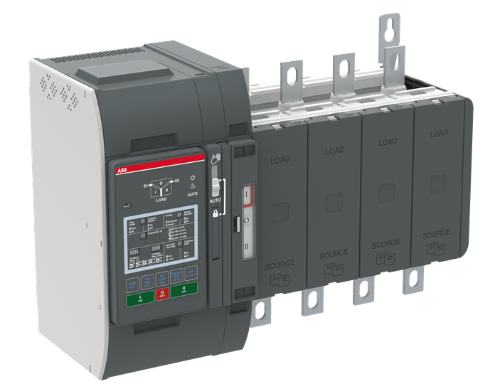 ABB - Automatic transfer switch, IEC, open style, delayed transition type I-O-II operation, Level 2 controller (DIP) OXB315E3S2QB COM. AUTO I-0-II 315A 3P+N.