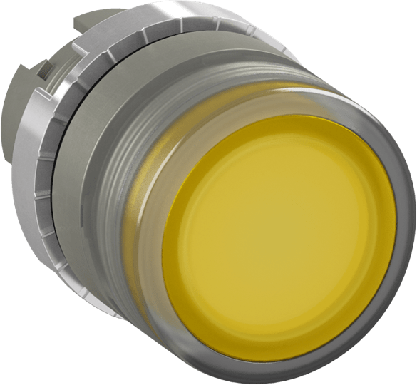 ABB - P/BUTT PULS. LUMINOSO FILO GIALLO LENTE VETRO FLUSH YELLOW GLASS LENS.