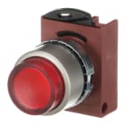 ABB - illuminoso pulsante satinato cromato esteso con tappo rosso sporgente.