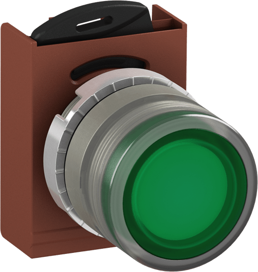 ABB - P/BUTT PULS. LUMINOSO FLUSH VERDE FILO LENTE VETRO