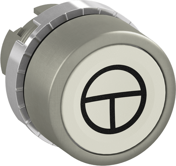 ABB - MARKED PUSHBUTTON ISO SYMBOL Start/Stop WHITE FLUSH PULSANTE BIANCO A FILO NON-ILLUM CON S.