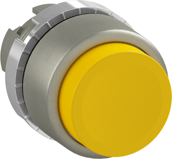 ABB - STD PB;SATIN CHR;EXTENDED;YEL CAP PULSANTE, SPORG., GIALLO.