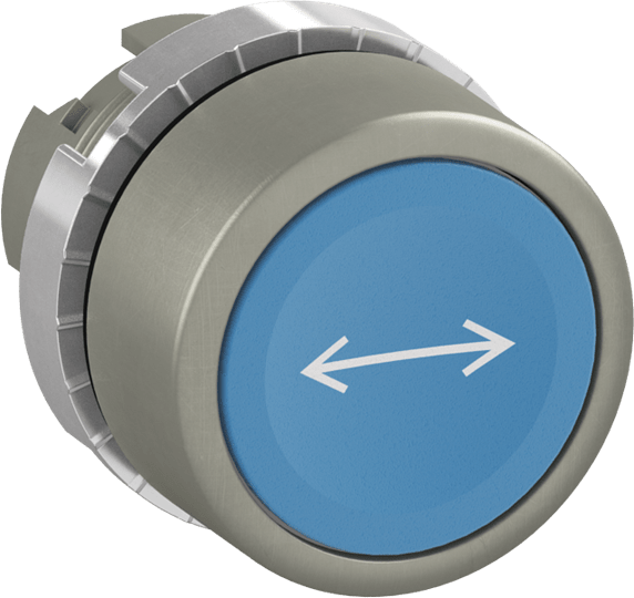 ABB - Pulsante blu a filo, non-illuminato con simbolo "arrow right left" flush.