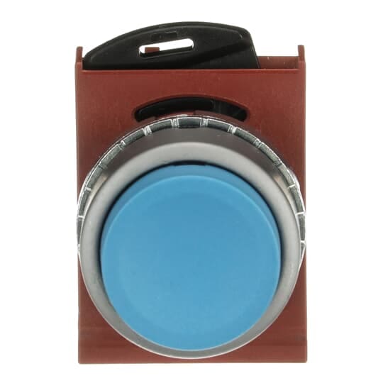 ABB - STD PB;SATIN CHR;EXTENDED;BLU CAP PULSANTE, SPORG., SATIN, BLU.