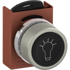 ABB - Pulsante nero a filo, non-illuminato con simbolo "LIGHT" marcato.