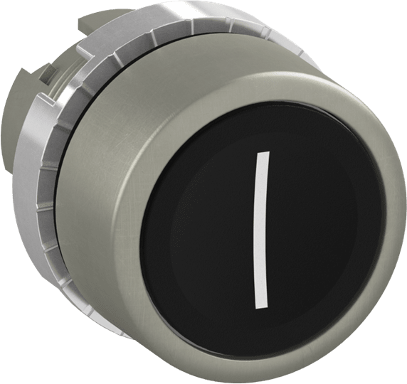 ABB - Pulsante nero a filo, non-illuminato con simboleggiante "I" marcato. P9MPNNG028