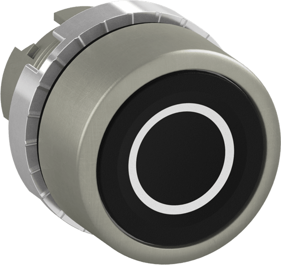 ABB - Pulsante nero a filo, non-illuminato con simbolo marcato "O" flush.