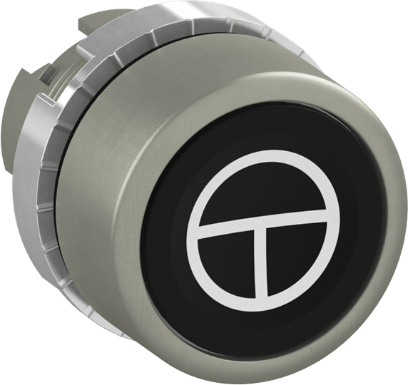 ABB - Pulsante Nero a Filo, Non-Illuminato con Simbolo ISO "Start/Stop" Flush