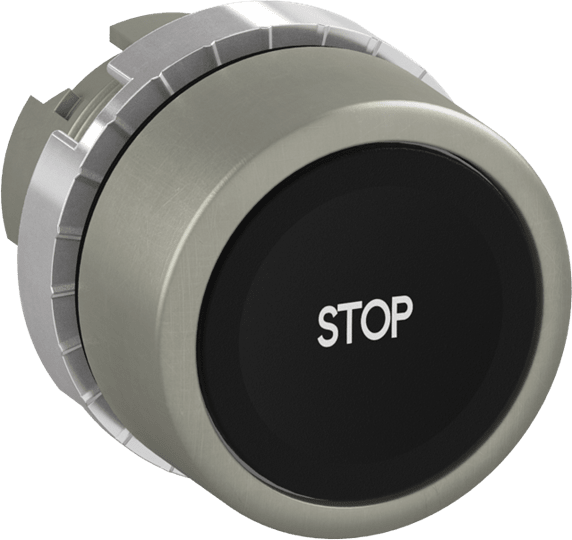 ABB - Pulsante nero a filo, non-illuminato con tes, marked pushbutton "stop" black flush. P9MPNNG201