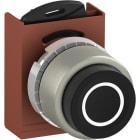 ABB - Pulsante nero sporgente, non illuminato con simbolo "O" marcato.