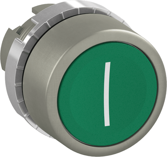 ABB - Pulsante verde a filo, non-illuminato, con si, marked pushbutton "I" green flush.