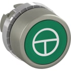 ABB - Pulsante verde a filo, non-illuminato, con simbolo ISO "Start/Stop" marcato.