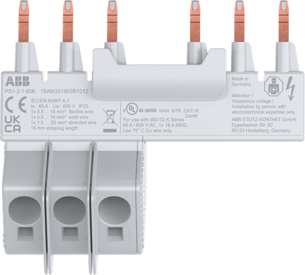 ABB - PS1-2-1-65K 3-phase busbar BARRE COLL. X 2 MS132K + 1 A. PS12165K