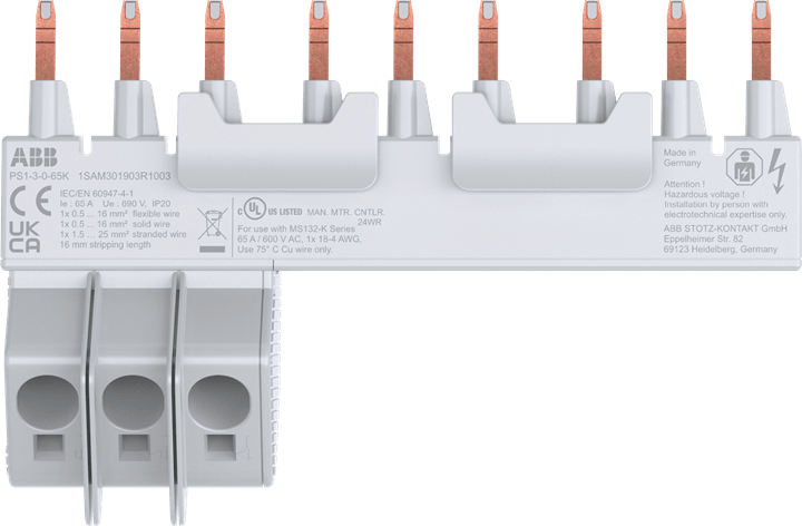 ABB - PS1-3-0-65K 3-phase busbar BARRE COLL. X 3 MS132K.