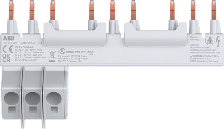 ABB - PS1-3-1-65K 3-phase busbar coll. x 3 MS132K + 1 A. PS13165K