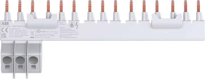 ABB - PS1-5-0-65K 3-phase busbar e BARRE COLL. X 5 MS132K per un'installazione efficiente ed affidabile.