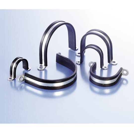 ABB - Staffa di fissaggio per tubi DN48 in acciaio zincato con guarnizione EPDM grigia.