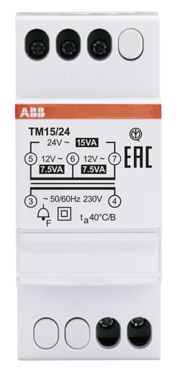 ABB - TM15/24 Fail safe bell transformer 12-24V 15VA trasformatore. TM1524
