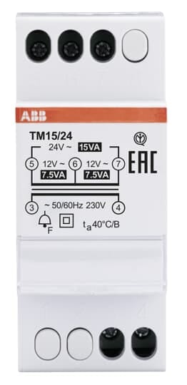 ABB - TM15/24 Fail safe bell transformer 12-24V 15VA trasformatore. TM1524