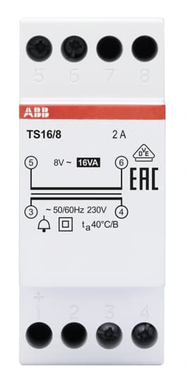 ABB - TS16/8 Non-inherently short-circuit proof bell transformer 16VA 8V TRASFORMATORE