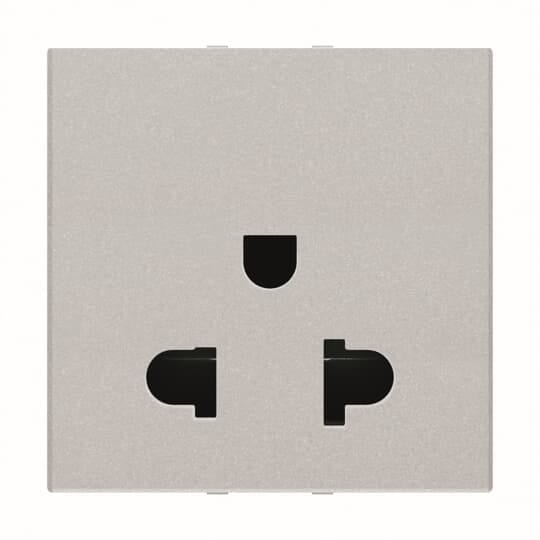 ABB - Presa di corrente Euro-American 2P+E - 2M - Argento N2238 PL - Corrente continua