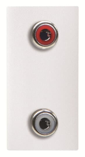 ABB - Presa RCA 2x (rosso-bianco) - 1M - Bianco N2155.2 BL - 2x RCA connection unit Z1402BL