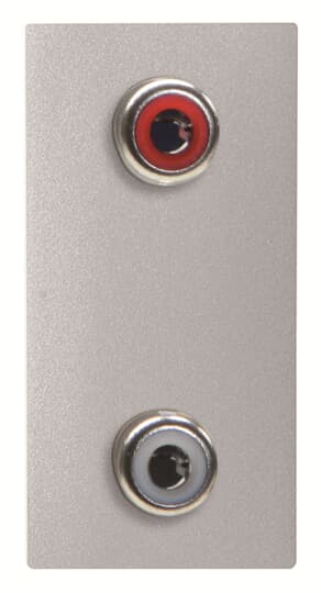 ABB - Unità di connessione RCA 2X - 1M - Argento N2155.2 PL - Presa RCA 2X (Rosso-Bianco)