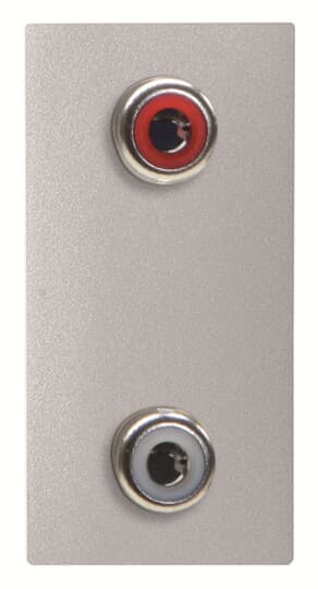 ABB - Unità di connessione RCA 2X - 1M - Argento N2155.2 PL - Presa RCA 2X (Rosso-Bianco) Z1402PL