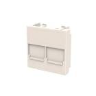 ABB - Cover plate for 2-gang data outlet with shutters - 2M - White N2216.4 BL - Cover for data outlet.