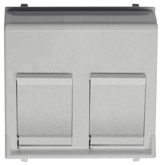 ABB - Cover plate for data outlet 2-gang at 45º with shutters - 2M - Silver N2216.8 PL - COVER 45? COP. PRESA DATI.