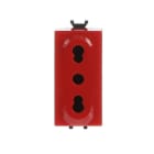 ABB - Presa Bivalente 2P+T, 10/16A, 250V~, Tipo P17/P11, Rossa Senza Impronta Bipasso Italiano - Chiara.