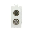 ABB - Double demixed TV/SAT coaxial socket, feedthrough, male IEC connector ø 9.5 mm and female F connector, attenuation 7dB Loop-through socket White - Chiara PRESA COAX DEMIX PASSANTE, CONN M/F 7DB.