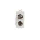 ABB - Double demixed TV/SAT coaxial socket, direct male IEC connector ø 9.5 mm and female F connector End socket White - Chiara PRESA COAX DEMIX DIRETTA CONN. M/F