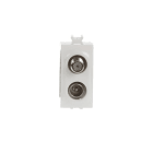 ABB - Double demixed TV/SAT coaxial socket, direct male IEC connector ø 9.5 mm and female F connector End socket White - Chiara PRESA COAX DEMIX DIRETTA CONN. M/F