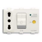 ABB - P17/11 Italian type Bipasso White 2P+E socket outlet, 16A - 250V with RCD 10mA, INTERBL.+AUT. MAGNET. DIFF. Chiara.
