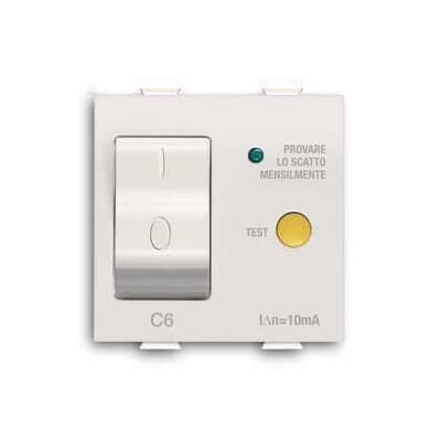 ABB - Automatic RCD, 1P+N, C6 - 30 mA, breaking capacity 1.5kA 10 mA White - Chiara INT. AUT. DIFF. 1P+N, C, 6A, 30MA