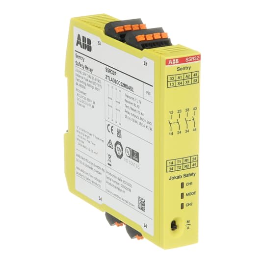 ABB - Sentry SSR32P Safety Relay with Push-In Connection for Enhanced Safety Features.