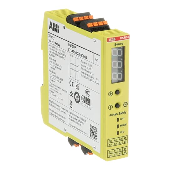 ABB - Sentry USR10P Safety Relay with Push-In Connection for Enhanced Safety Features.