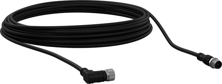 ABB - M12-C1012V2 10M cable with angled M12-5 female and straight male connectors.