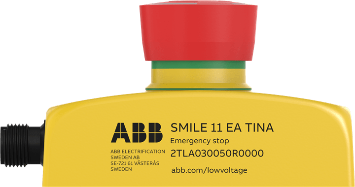 ABB - Emergency stop button with adapter to DYNlink and one M12-5 connector SMILE 11EA ARRESTO D'EMERGENZA. 2TLA030050R0000